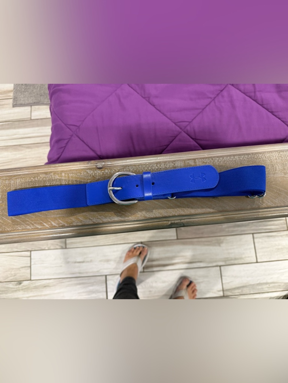 Under Armour Women's Softball Stretch Belt in Cobalt Blue with Silver Buckle